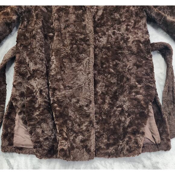 Vintage 70s Sumera Co. Maggu Faux Fur Kimono Jacket Size 9 M Brown Sash Belted - Picture 2 of 8